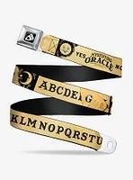 Ouija Board Letters and Elements Tan Black Seatbelt Buckle Belt