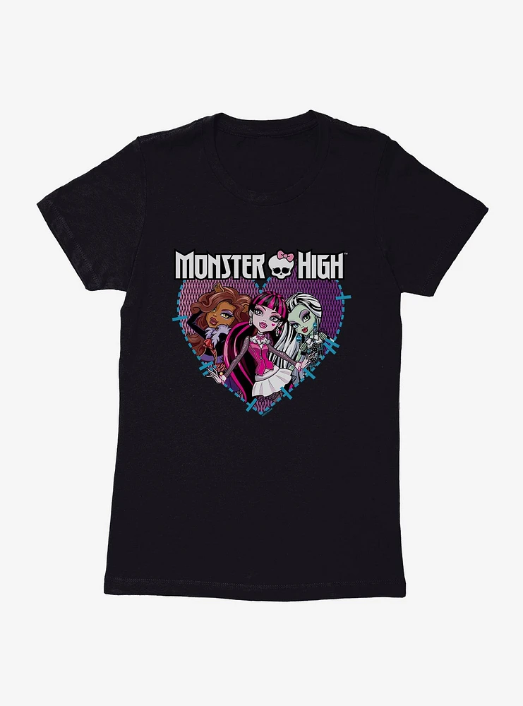 Monster High Stitched Heart Group Pose Womens T-Shirt