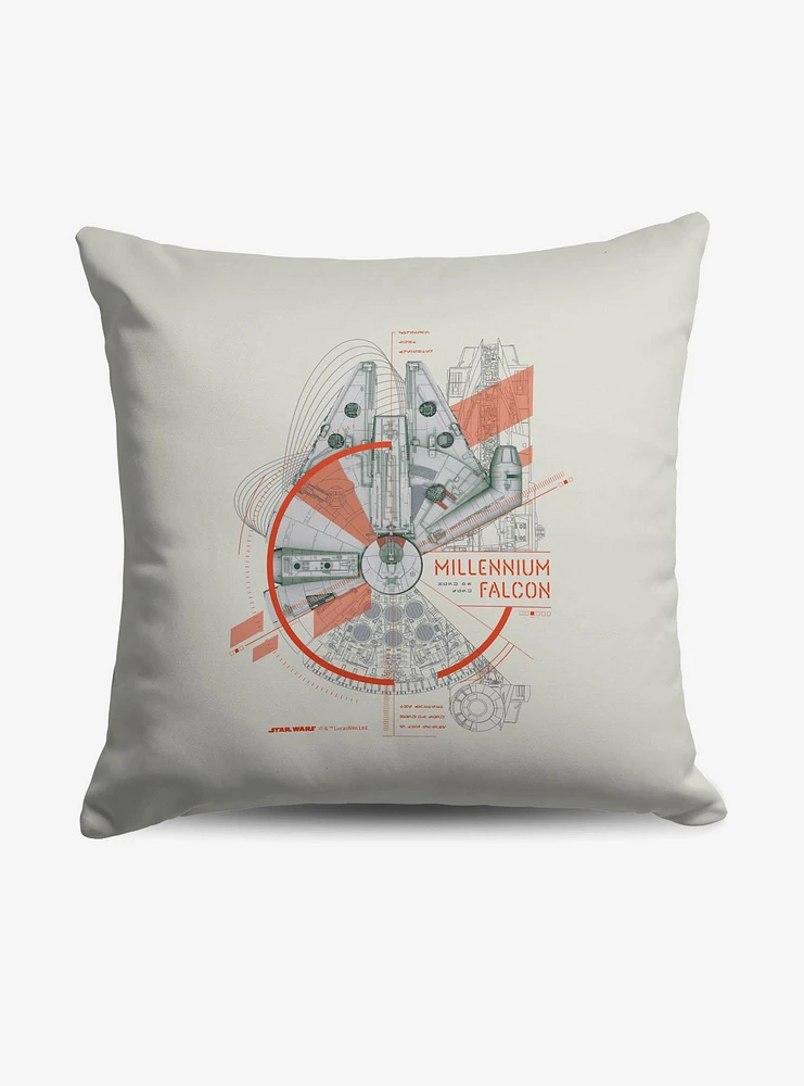 Star Wars Classic Millennium Falcon Blueprint Throw Pillow