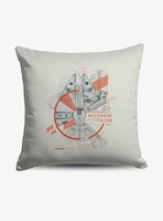 Star Wars Classic Millennium Falcon Blueprint Throw Pillow
