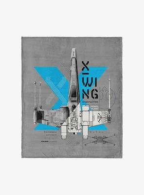 Star Wars Classic X-Wing Blue Print Silk Touch Throw Blanket