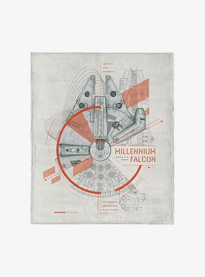 Star Wars Classic Millennium Falcon Blueprint Silk Touch Throw Blanket