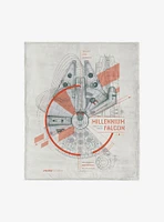Star Wars Classic Millennium Falcon Blueprint Silk Touch Throw Blanket