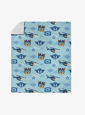 Paw Patrol Chase Rescue Pattern Silk Touch Sherpa Throw Blanket