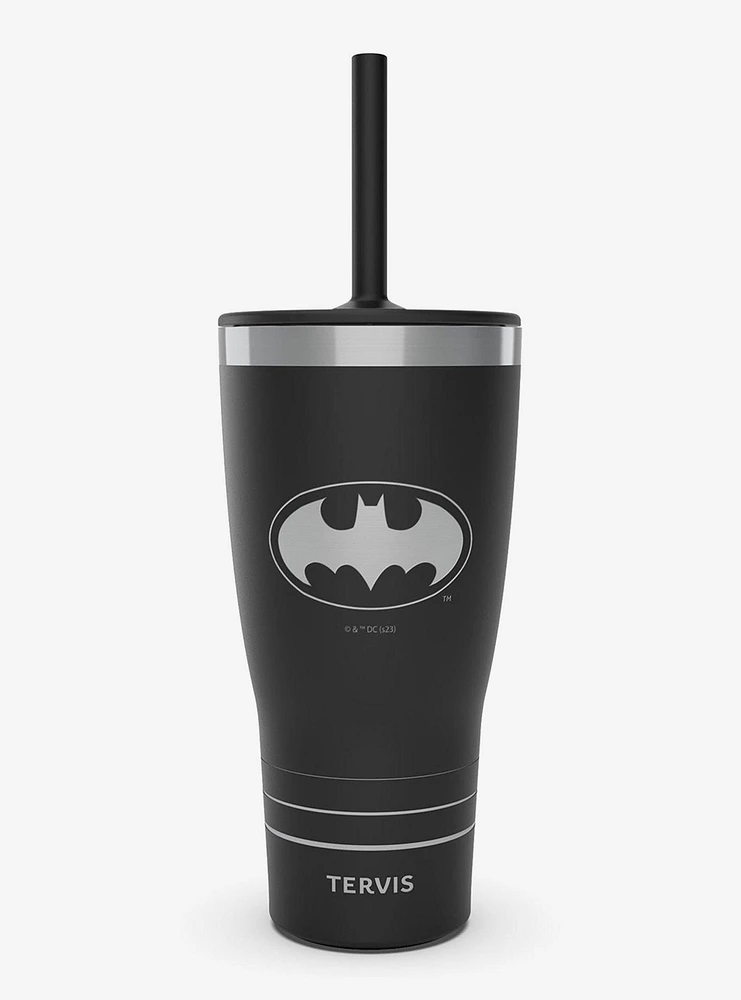 DC Comics Batman Logo Engraved on Onyx Shadow Triple Insulated Tumbler Travel Cup