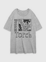 Marvel Fantastic Four Human Torch Pose Womens Oversized T-Shirt