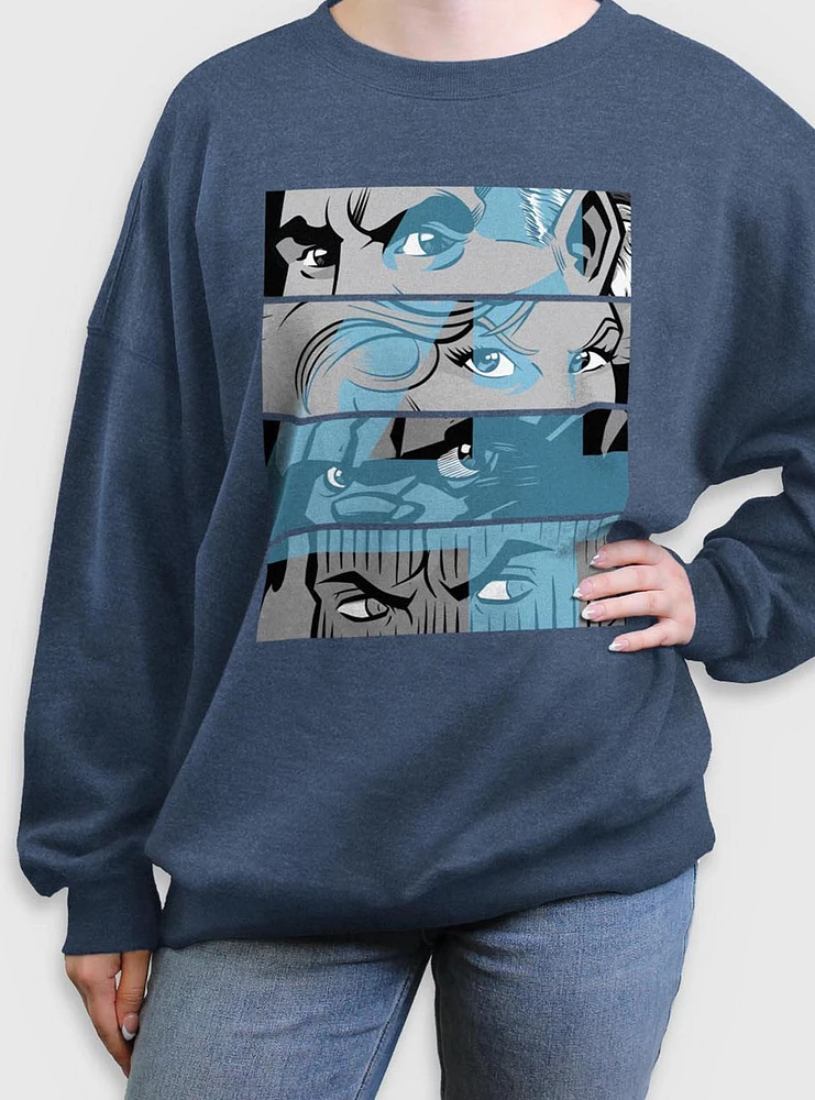 Marvel Fantastic Four Eyes Panels Womens Oversized Sweatshirt