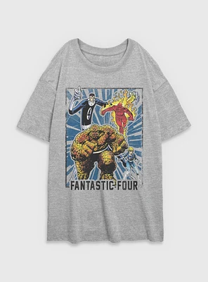 Marvel Fantastic Four Card Womens Oversized T-Shirt