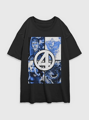Marvel Fantastic Four Boxes Womens Oversized T-Shirt
