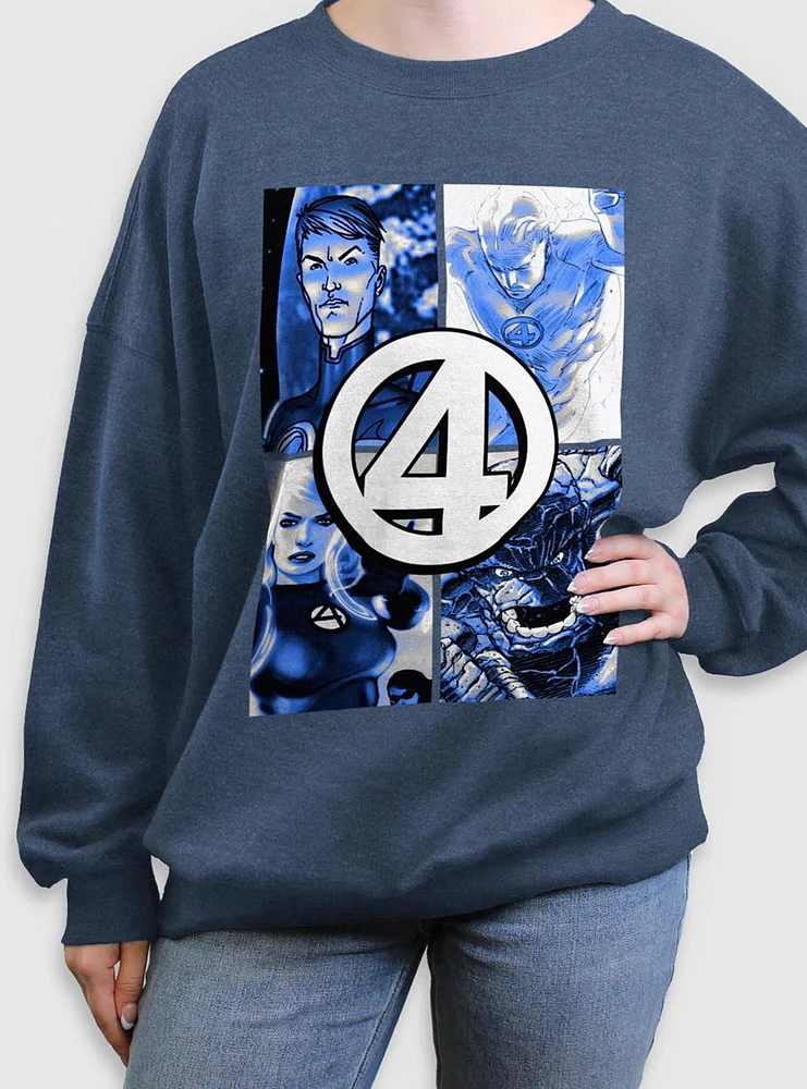 Marvel Fantastic Four Boxes Womens Oversized Sweatshirt