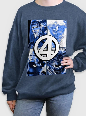 Marvel Fantastic Four Boxes Womens Oversized Sweatshirt