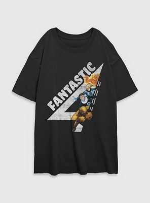 Marvel Fantastic Four Members Vintage Womens Oversized T-Shirt