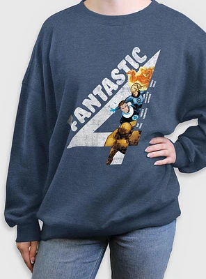 Marvel Fantastic Four Members Vintage Womens Oversized Sweatshirt