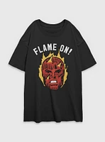 Marvel Fantastic Four Flame On Human Torch Womens Oversized T-Shirt
