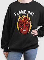 Marvel Fantastic Four Flame On Human Torch Womens Oversized Sweatshirt