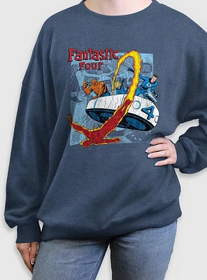 Marvel Fantastic Four Classic Comic Womens Oversized Sweatshirt