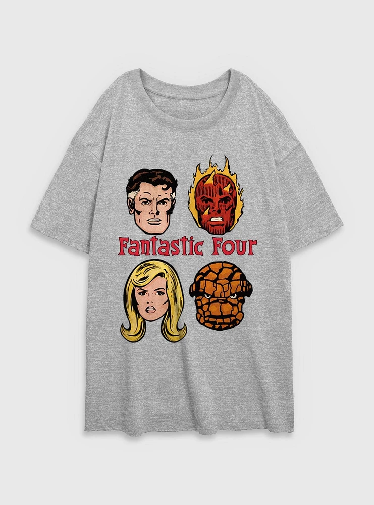 Marvel Fantastic Four Faces Womens Oversized T-Shirt