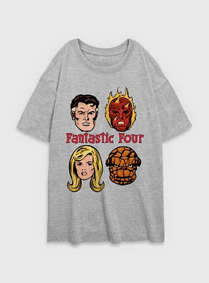 Marvel Fantastic Four Faces Womens Oversized T-Shirt
