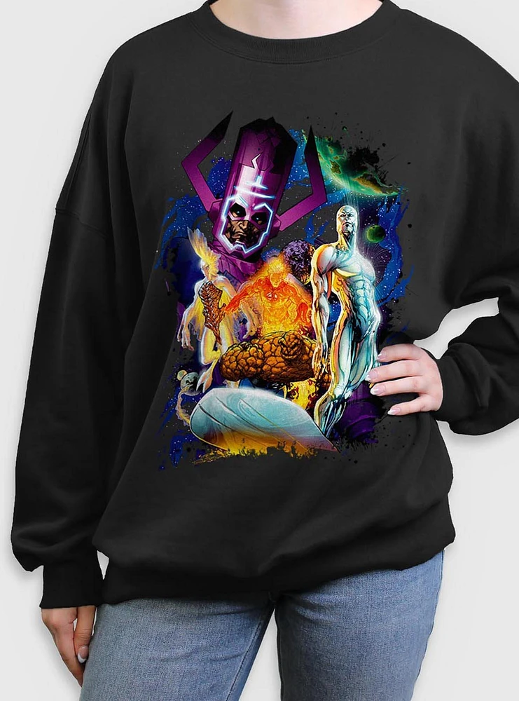 Marvel Fantastic Four 4 Cosmos Galactus & Silver Surfer Womens Oversized Sweatshirt