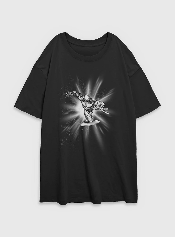 Marvel Fantastic Four Silver Surfer Action Womens Oversized T-Shirt