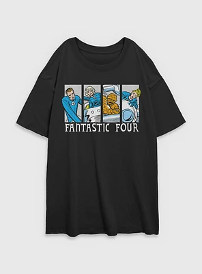 Marvel Fantastic Four Comic Panels Womens Oversized T-Shirt