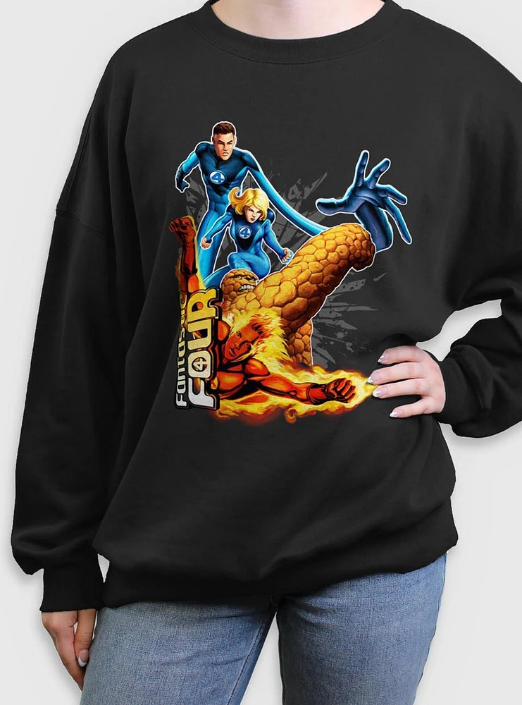 Marvel Fantastic Four Power Pack Womens Oversized Sweatshirt