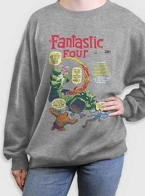 Marvel Fantastic Four Comic Vs Giganto Womens Oversized Sweatshirt