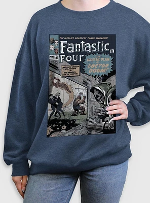 Marvel Fantastic Four Master Plan Of Doctor Doom Comic Womens Oversized Sweatshirt