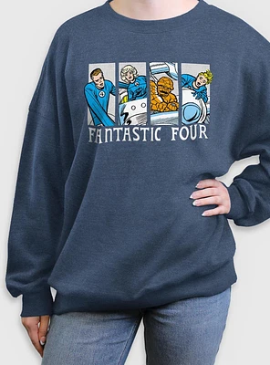 Marvel Fantastic Four Comic Panels Womens Oversized Sweatshirt