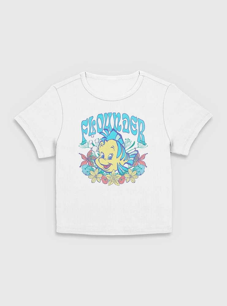 Disney The Little Mermaid Flounder Floral Wreath Women Baby T-Shirt