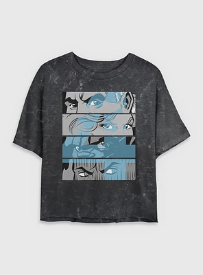 Marvel Fantastic Four Eyes Panels Womens Crop Mineral Wash T-Shirt