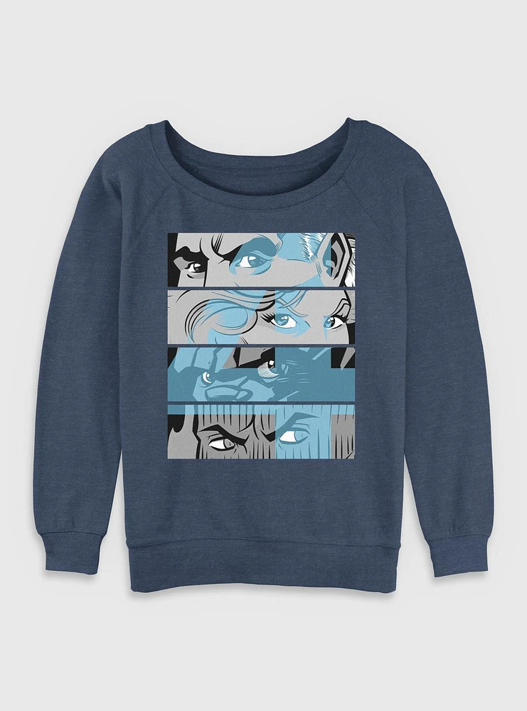 Marvel Fantastic Four Eyes Panels Womens Slouchy Sweatshirt