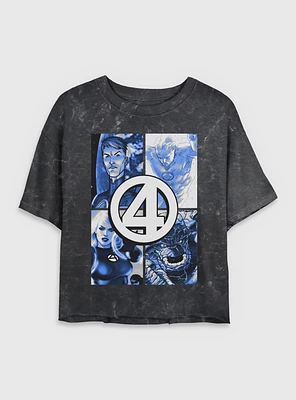 Marvel Fantastic Four Boxes Womens Crop Mineral Wash T-Shirt