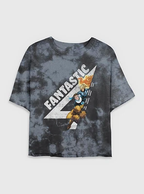 Marvel Fantastic Four Members Vintage Womens Crop Tie-Dye T-Shirt