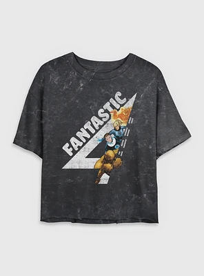 Marvel Fantastic Four Members Vintage Womens Crop Mineral Wash T-Shirt