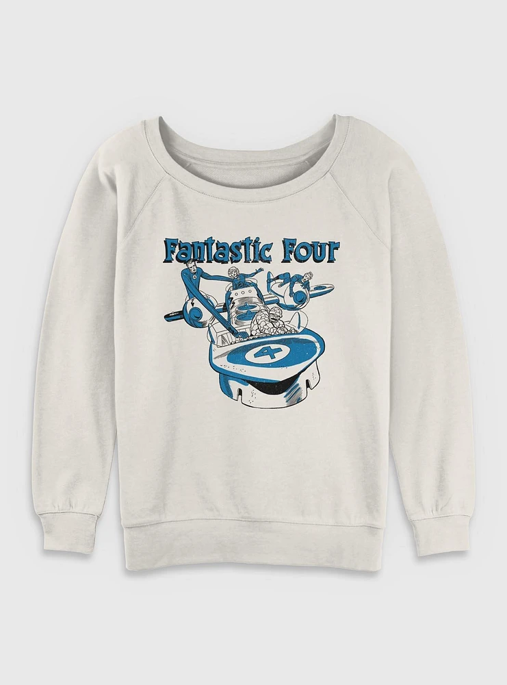 Marvel Fantastic Four Classic Fantasticar Womens Slouchy Sweatshirt