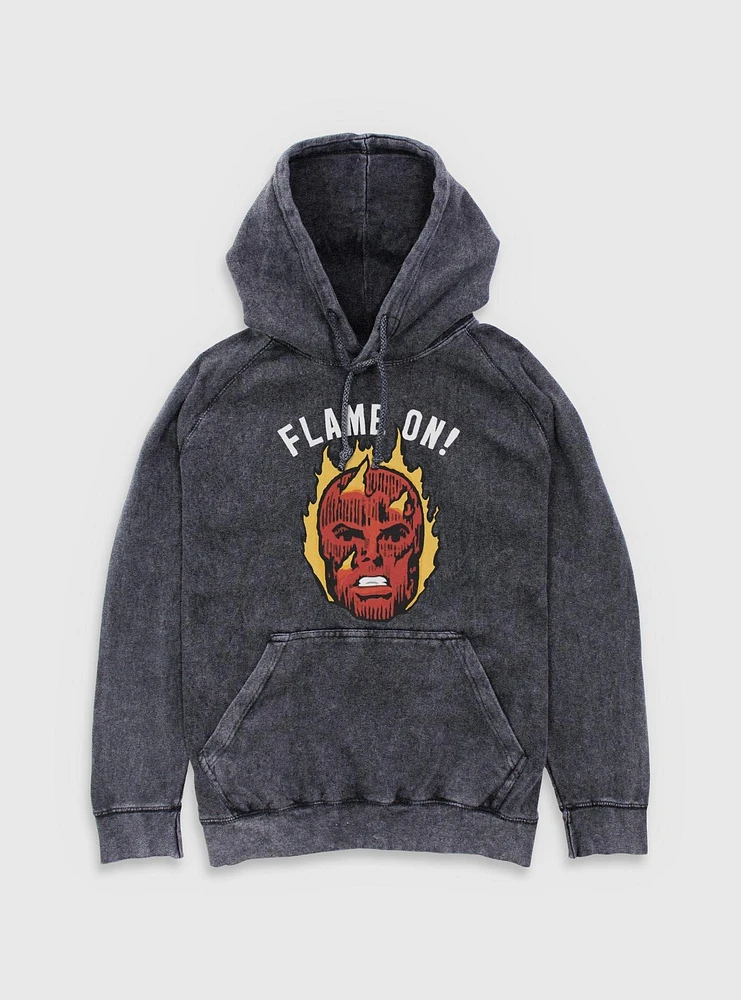 Marvel Fantastic Four Flame On Human Torch Mineral Wash Hoodie