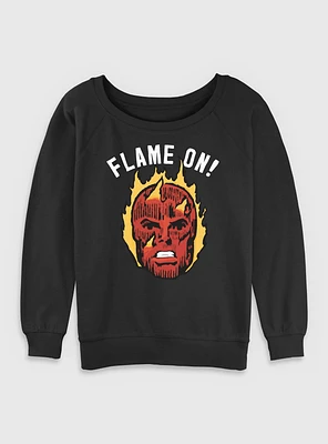 Marvel Fantastic Four Flame On Human Torch Womens Slouchy Sweatshirt