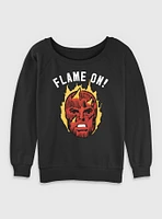 Marvel Fantastic Four Flame On Human Torch Womens Slouchy Sweatshirt