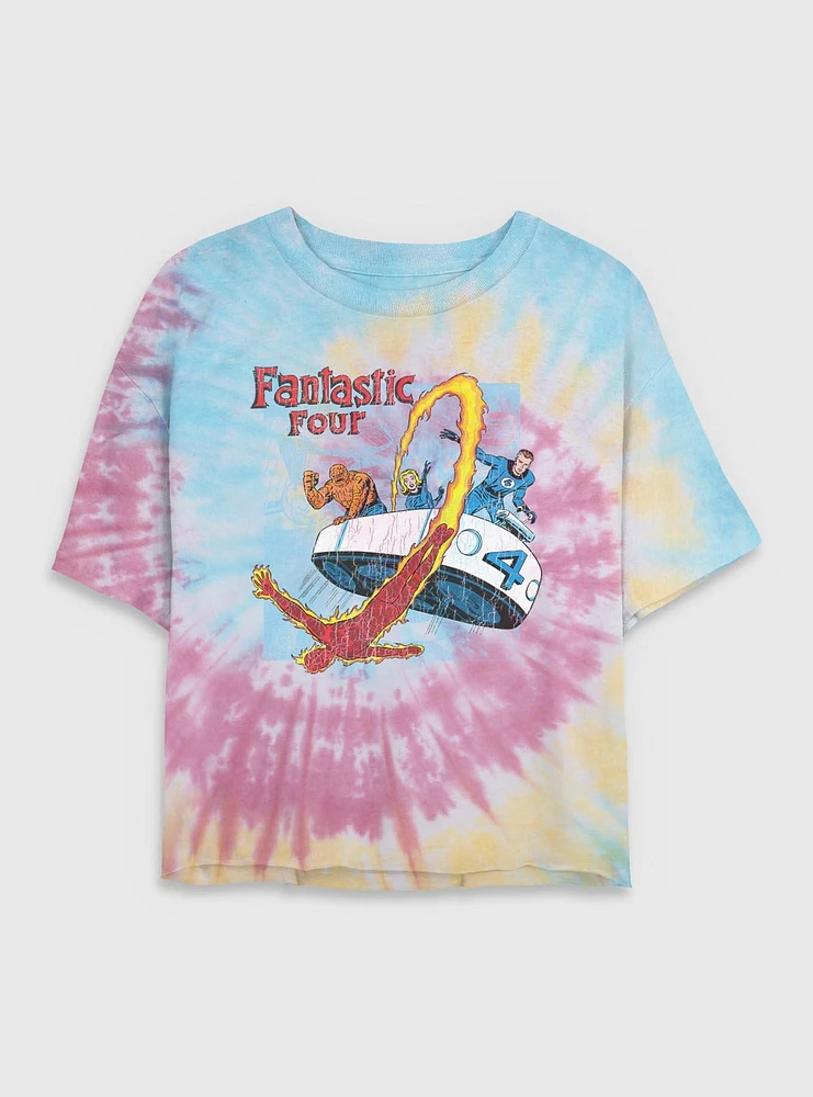 Marvel Fantastic Four Classic Comic Womens Crop Tie-Dye T-Shirt