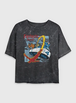 Marvel Fantastic Four Classic Comic Womens Crop Mineral Wash T-Shirt