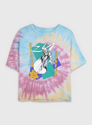 Marvel Fantastic Four Silver Surfer Shapes Womens Crop Tie-Dye T-Shirt