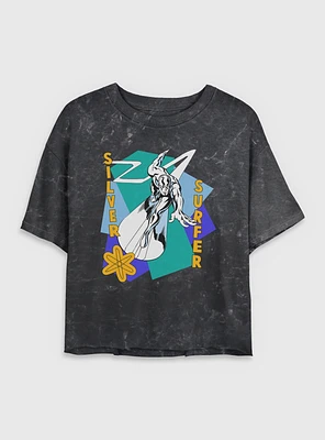 Marvel Fantastic Four Silver Surfer Shapes Womens Crop Mineral Wash T-Shirt