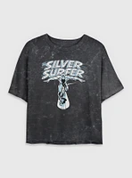 Marvel Fantastic Four The Silver Surfer Title Womens Crop Mineral Wash T-Shirt