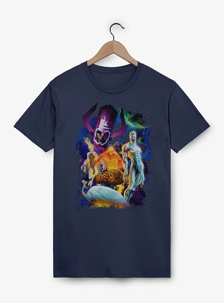 Marvel Fantastic Four 4 Cosmos Galactus & Silver Surfer Garment Dye T-Shirt