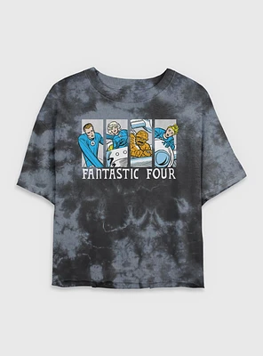 Marvel Fantastic Four Comic Panels Womens Crop Tie-Dye T-Shirt