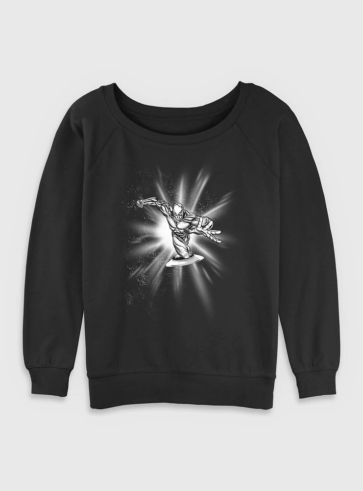 Marvel Fantastic Four Silver Surfer Action Womens Slouchy Sweatshirt