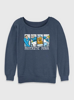 Marvel Fantastic Four Comic Panels Womens Slouchy Sweatshirt