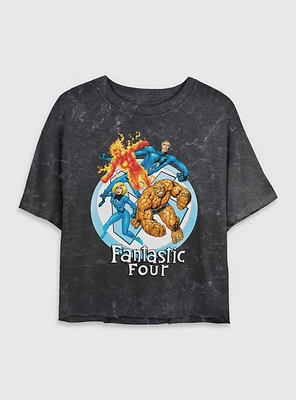 Marvel Fantastic Four Feelin' Womens Crop Mineral Wash T-Shirt