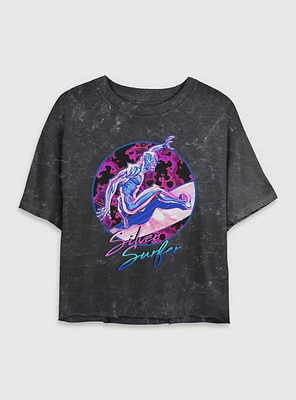 Marvel Fantastic Four Silver Surfer Classic Vibe Womens Crop Mineral Wash T-Shirt